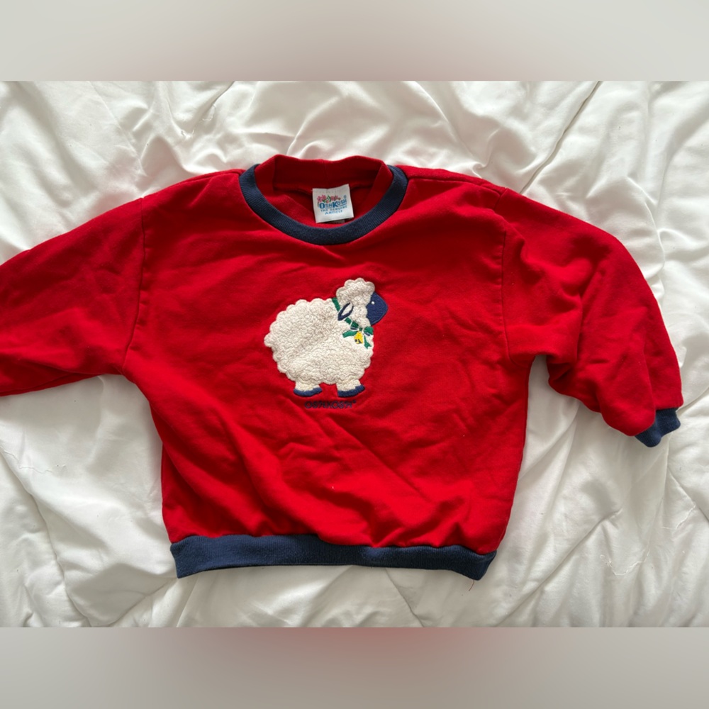 Vintage Red OshKosh Sheep Embroidered Sweatshirt